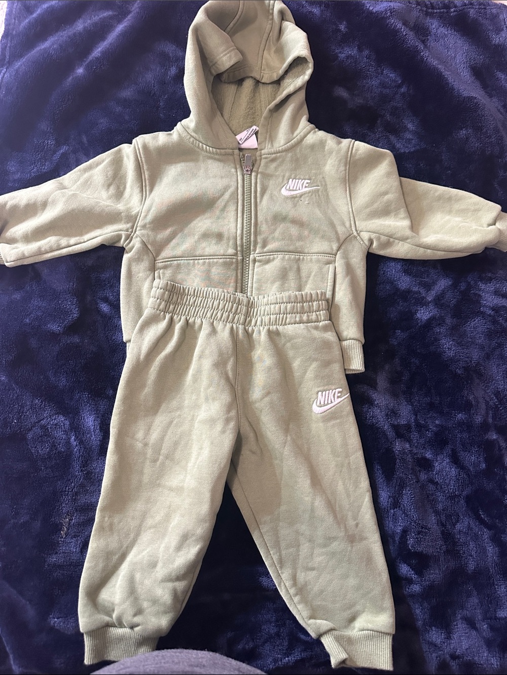 Nike Olive Green Toddler Hoodie & Jogger Set with White Logos
